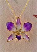 Gold Trimmed Orchid Pendant - Purple/White