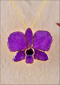 Gold Trimmed Orchid Pendant - Purple