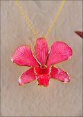 Gold Trimmed Orchid Pendant - Red