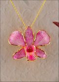 Gold Trimmed Orchid Pendant - White/Pink