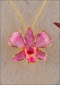 Gold Trimmed Orchid Pendant - White/Pink