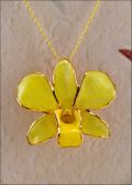Gold Trimmed Orchid Pendant - Yellow