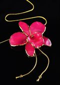 Cattleya Orchid Pendant with Adjustable Gold Chain in Fuchsia