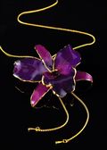 Cattleya Orchid Pendant with Adjustable Gold Chain in Purple
