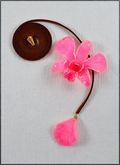 Pink Orchid Pendant with Brown Leather Cord