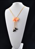 Pink Orchid Pendant with Beige Cotton Cord
