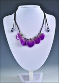 Orchid Petal Shower Necklace in Lilac/Black with Charcoal Cord