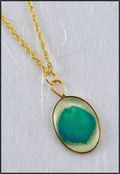 Oval Mirage Necklace with Green Rose Petal