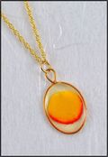 Oval Mirage Necklace with Yellow/Red Rose Petal
