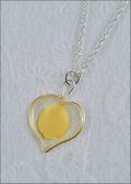 Silver Trimmed Heart Mirage Necklace with White Rose Petal