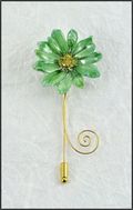 Daisy Stick Pin in Charcoal Green