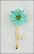 Daisy Stick Pin in Teal Green