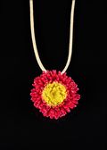 Aster Pendant in Burgundy with Yellow Center