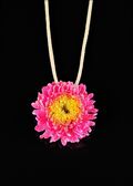 Aster Pendant in Pink with Yellow Center