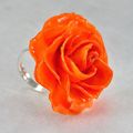 Adjustable Rose Blossom Ring in Orange