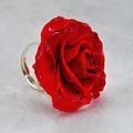 Adjustable Rose Blossom Ring in Red
