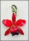 Cattleya Orchid Ornament in Red