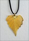 Gold Birch Necklace with 18" Leather Cord