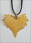 Gold Cottonwood Necklace with 18" Leather Cord