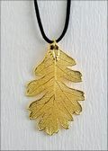 Gold Oak Necklace with 18" Leather Cord