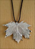Silver Sugar Maple Necklace with 18" Leather Cord