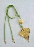 Gold Birch Necklace with Bead on Leather Cord