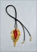 Double Fern Necklace on Charcoal Cord