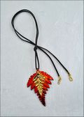 Iridescent Double Fern Necklace on Charcoal Cord