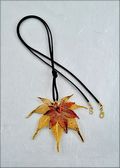 Gold Double Japanese Maple Necklace on Leather Cord