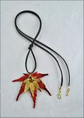 Iridescent Double Japanese Maple Necklace on Charcoal Cord