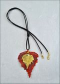 Double Iridescent Birch Leaf Necklace on Leather Cord