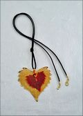 Gold Double Cottonwood Leaf Necklace on Leather Cord