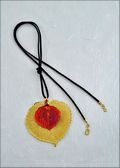 Double Aspen Leaf Necklace on Leather Cord