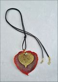 Double Iridescent Aspen Leaf Necklace on Leather Cord