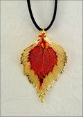 Double Small Gold Birch Double Necklace on Leather Cord