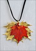 Double Small Gold Sugar Maple Necklace on Leather Cord