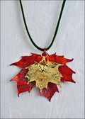 Double Small Iridescent Sugar Maple Necklace on Leather Cord