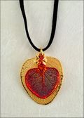 Double Small Gold Eucalyptus Necklace on Leather Cord