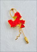 Autumn Leaf Pin in Deep Red