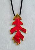 Oak Pendant - Gold Trimmed in Deep Red