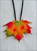 Sugar Maple Pendant - Gold Trimmed in Fall Multi Color