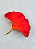 Gingko Barpin, Lacquered in Burnt Orange with Wire