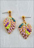 Lilac/Green Hibiscus Earrings