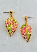 Pink/Green Hibiscus Earrings