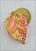 Pink/Green Bougainvillea Leaf Pendant with Leather Cord