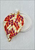 Red/Purple Bougainvillea Leaf Pendant with Leather Cord