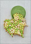 White/Green Grape Leaf Pendant with Leather Cord