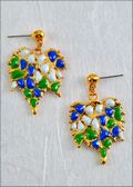 Blue/Green Grape Leaf Earrings