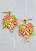 Pink/Green Grape Leaf Earrings