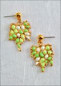 White/Green Grape Leaf Earrings